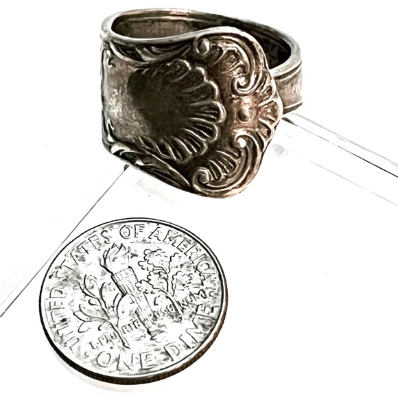 ⌛️Vintage Sterling Silver flatware wrap Ring with lovely patina*EVC - Picture 5 of 5